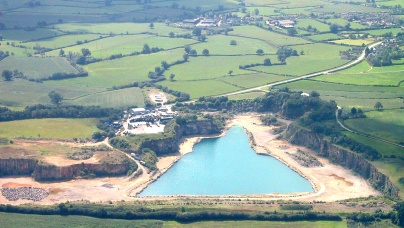 Aerial photo of Slickstones Quarry, Cromhall