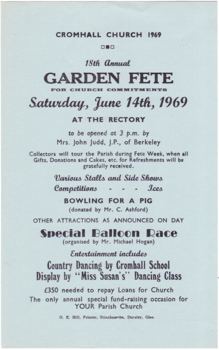 Cromhall Church Garden Fete flyer, 1969