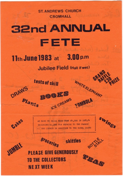 Cromhall Church Garden Fete flyer, 1983